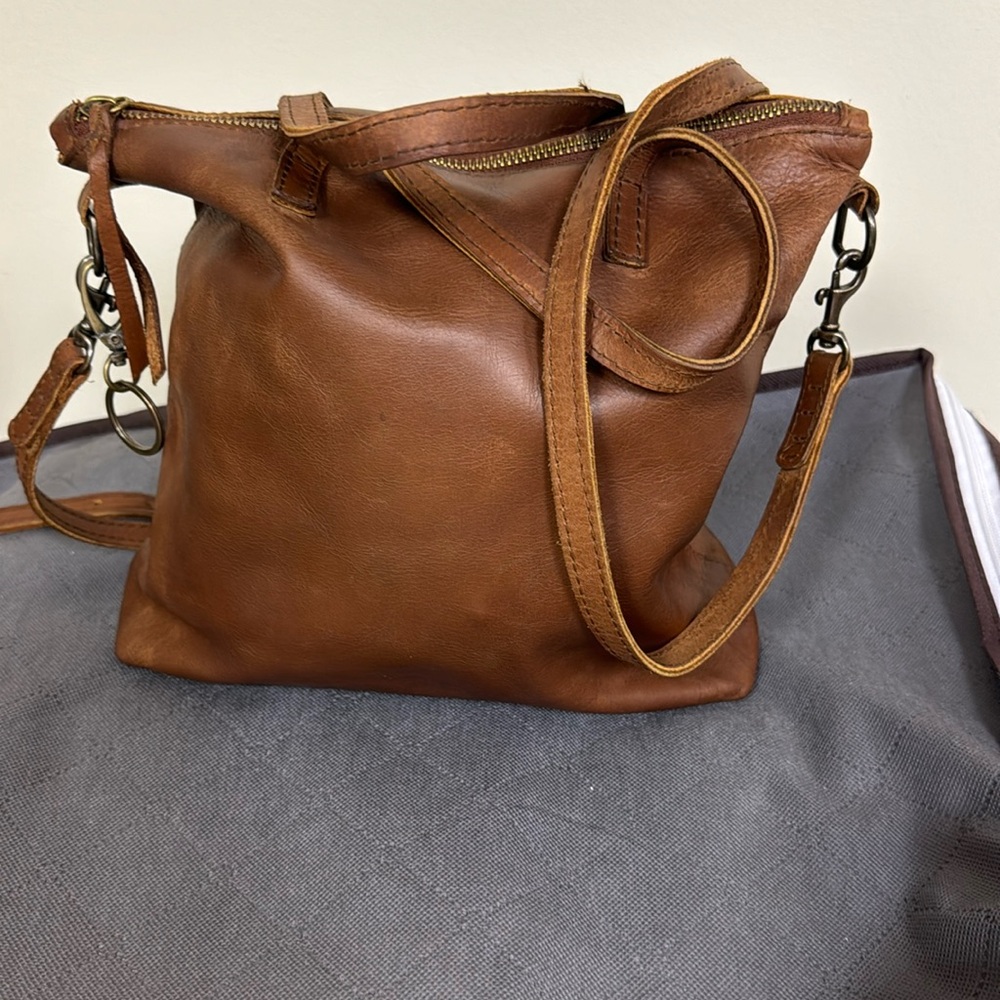 ABLE brown leather crossbody. Made in Ethiopia. Beautiful. EUC.
